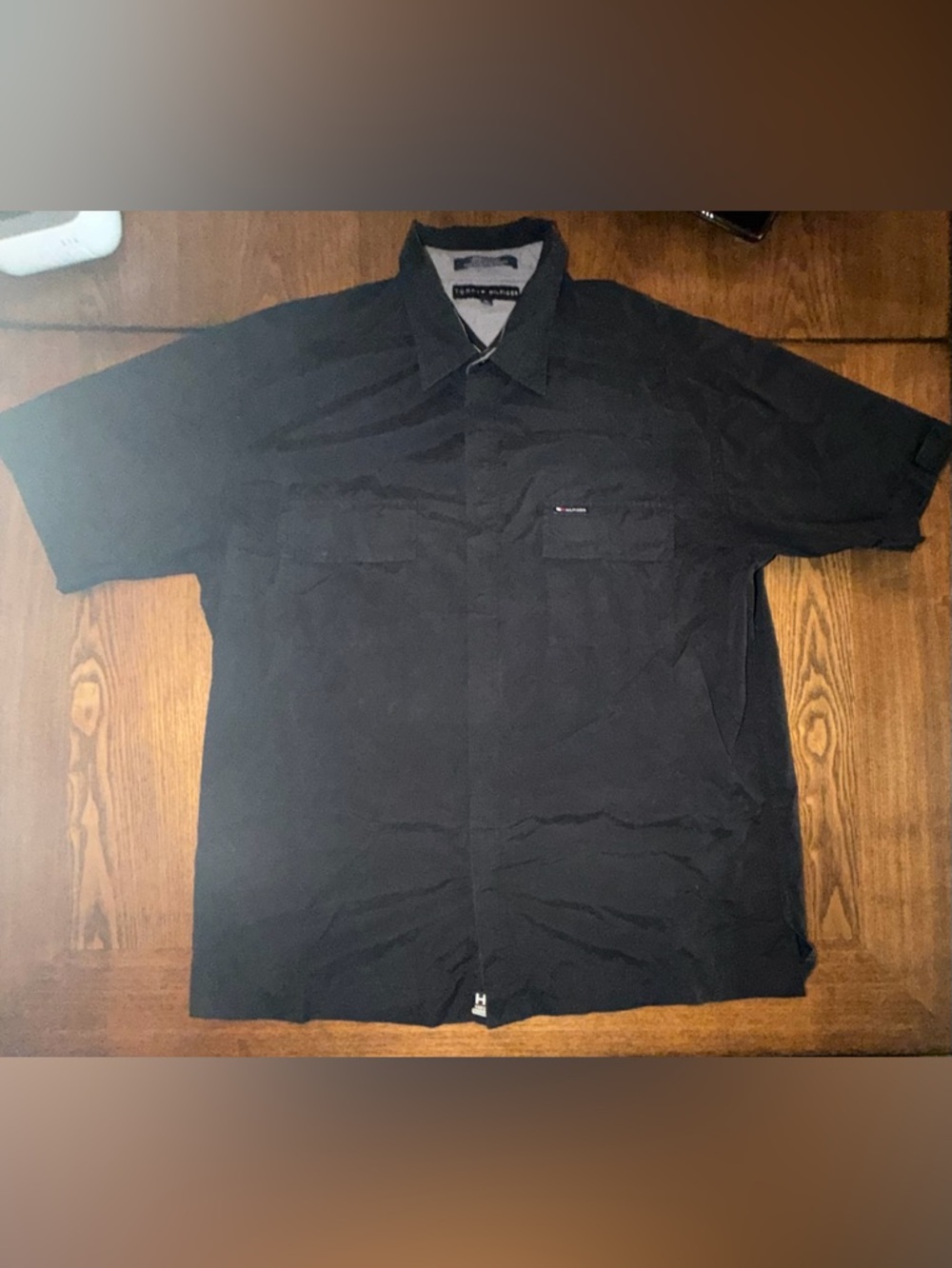 Tommy Hilfiger Black Short-Sleeve Casual Button-Down Shirt